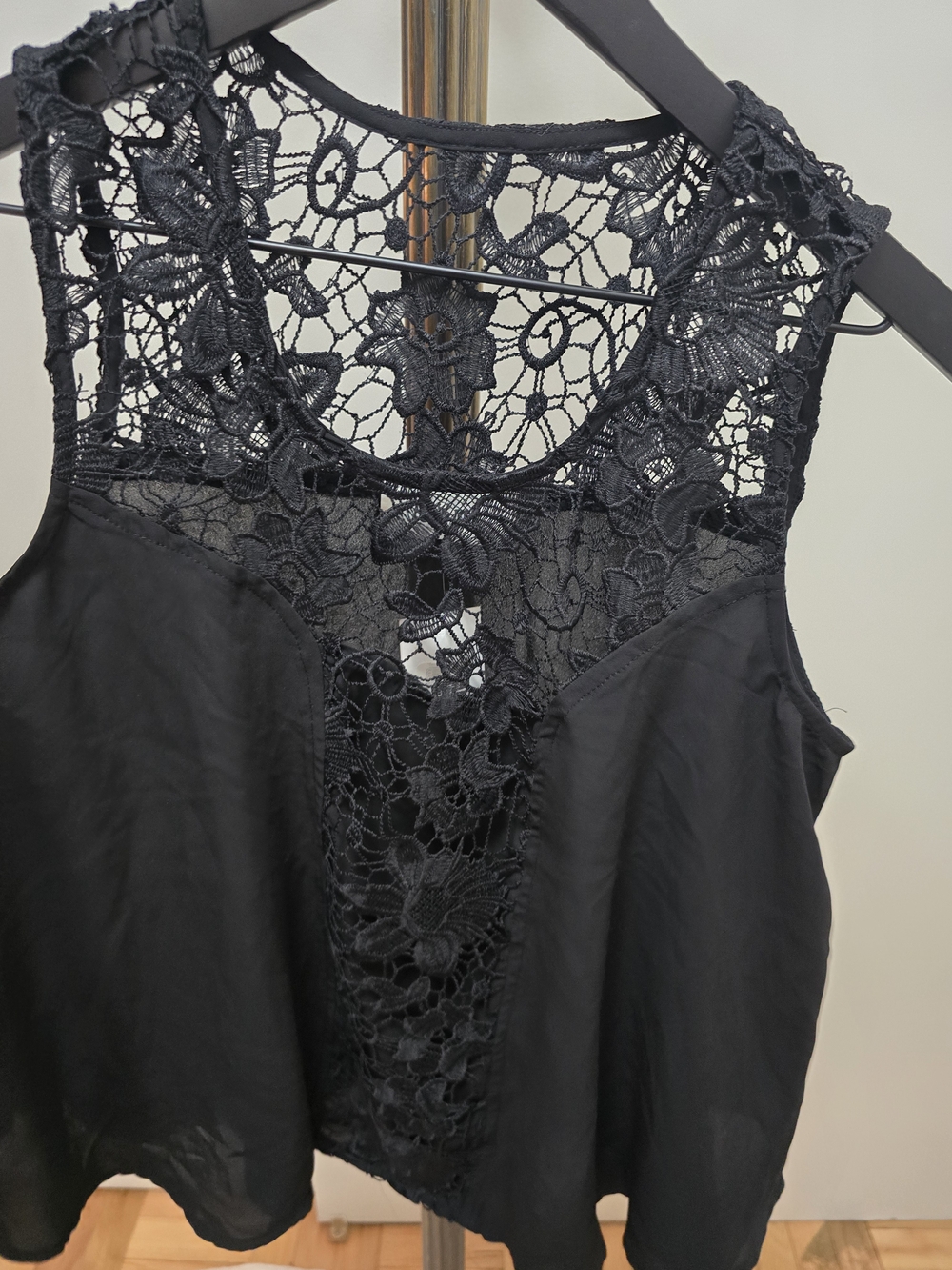 Hippie Love Black Lace Panel Sleeveless Top